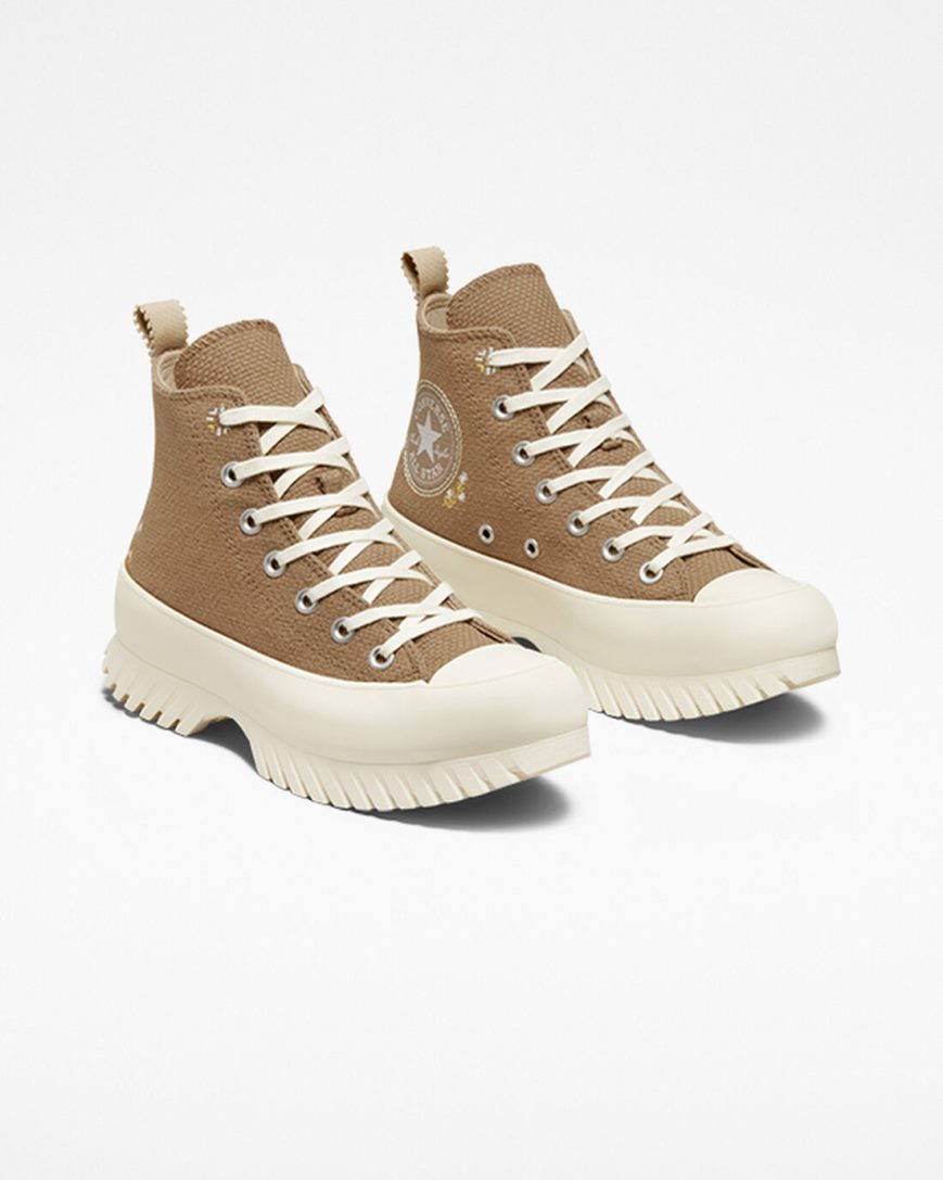 Women's Converse Chuck Taylor All Star Lugged 2.0 Autumn Embroidery High Top Platform Shoes Brown / Khaki | AU C01E5X